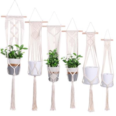 China 2020 Handmade Wall Decoration 100% Cotton Rope Woven Macrame Wall Hanging Planter Basket Planter for sale