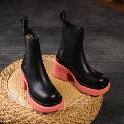 China Other Chelsea Boots For Women New Fashion Black Women Shoes Ankle Knight Boots Platform Leather Women Fashion Boots For Lady for sale