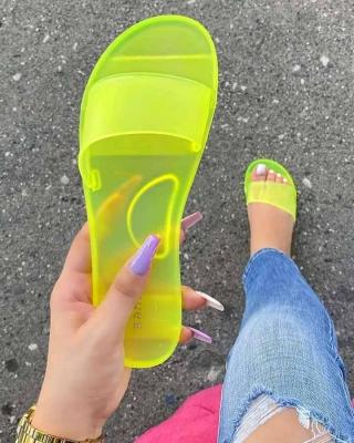 China Fashion Trend Elegant PVC Women's Clear Jelly Slips Comfortable Transparent Neon Color Attractive Ladies Slippers Slippers for sale