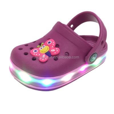 China New Garden Model Anti-odor LED Lights Kids Sandals EVA Foam Clog Slippers Shoes for sale