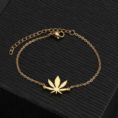 China Classic Fashion Charm Bracelet Maple Leaf Amulet Chain Lead Free Nickel Free Stainless Steel Bangles For Women Jewelry Party Friends Gifts NEW for sale