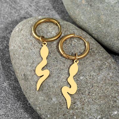 China Lead Free Nickel Free Stainless Steel Stud Earrings 2022 New Trend Animal Snake Light Luxury Korean Fashion Circle Earrings For Women Jewelry Party Gifts for sale