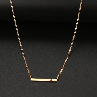 China 3A Stainless Steel Necklaces 3A Crystal Red Minimalist Stick Pendant Zircon Choker Chain Nickel Free Lead Free Necklace For Women Jewelry Gifts for sale