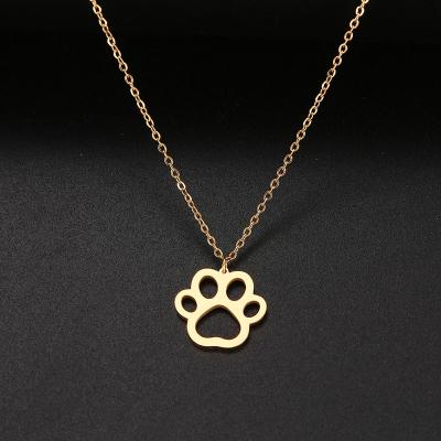 China Cute Stainless Steel Animal Jewelry Women Cat Footprints Paw Necklaces Dog Footprints Pendants HOT SALE Color Lead Free Nickel Free Gold for sale