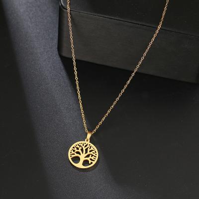 China Hot Lead Free 316L Stainless Steel Nickel Free Tree Of Life Around Necklaces Pendant Necklace Jewelry Gifts Elegant Women Girl Jewelry for sale