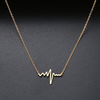 China Lead Free Nickel Free Heartbeat Necklace Women Love Heart Necklaces and Pendants Nurse Doctor Lover Gifts Stainless Steel Medical Jewelry for sale