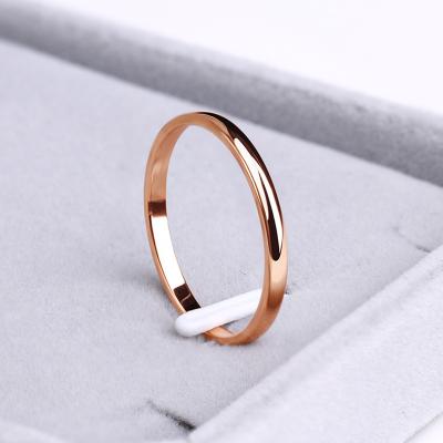 China TRENDY Rose Gold Wedding Rings Anti-Allergy Smooth Simple Minimalist Stainless Steel Rings For Women Present Valentine's Day Gifts for sale