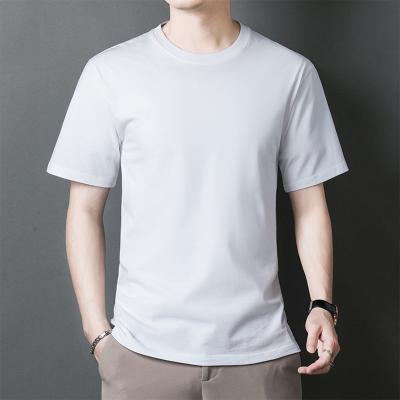 China 100% Custom Logo Men's Oversized Fashion T-shirt White Mens T-shirts Base Layer Drop Shoulder Plain T-Shirt Men Anti-Wrinkle for sale