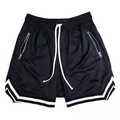 China Custom Anti-wrinkle Polyester Mesh Training Gym Wear Men Basketball Wear Logo Pants Uniform Sets Running Shorts Shorts With Zipper Pockets for sale