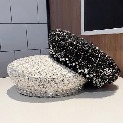 China Barret Embroidered Beret Hat Newsboy Cap British French Luxury Tweed Casual Boina Mujer Feminina Marvili 2021 Fashion for sale