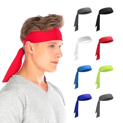 China Wholesale Custom Outdoor Unisex Sublimation Gym Logo Running Fitness Headband Sports Solid Simple Compression Yoga Headband Tie for sale