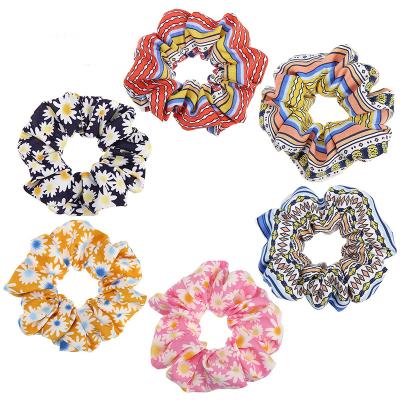 China Wholesale custom printed cross hair band polyester standard shape elastic hair scrunchies girls hair bands colors logo custom hair scrunchies for sale