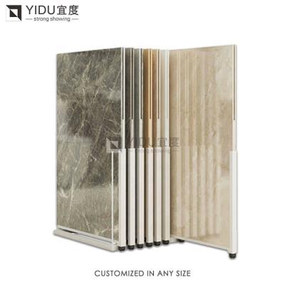 China Factory Customized Metal Displays Sliding Showroom Sliding Trade Show Floor Racks Ceramic Tile Display Rack for sale