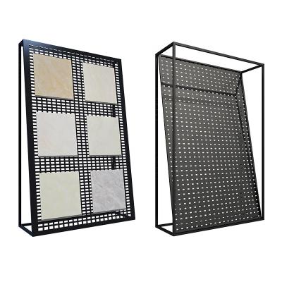 China Factory Showroom Granite Marble Porcelain Hole Panel Wall Mount Stone A View Rack Plate Tile Display Rack Punch Showroom for sale