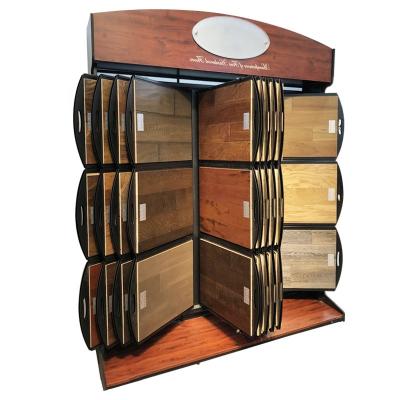 China Retail Stores Wholesale Showroom Display Paging Sample Parquet Wood Oak Deck Slab Rack Wooden Flooring Display Stand for sale