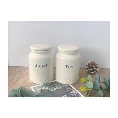 China Sustainable New Products Food Storage Canister Set With Handles Ceramic Storage Canister Ceramic Canister Storage Jar for sale