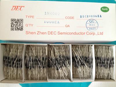 China Diodo de rectificador del cambio 1N4007 de la batería, tamaño del diodo de rectificador de silicio 0.7mm*58m m en venta