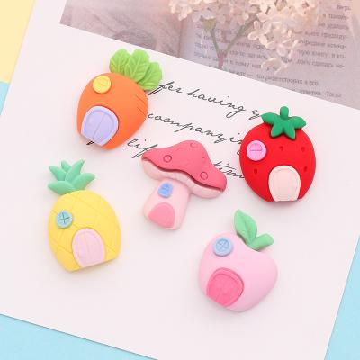 China Wholesale Cute Fruit House Europe Cartoon Resin Flat Back Accessories For Mobile Phone Shell Decoration for sale