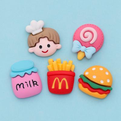 China Europe Kawaii Resin Food Hamburger Milk Charms Flat Back Cabochon For Girls Hair Pin Ornament Necklace Jewelry Diy for sale