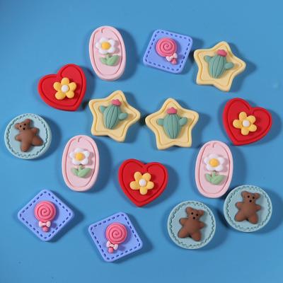 China Europe Resin Cute Flower Badge Flatback Round Cabochons Scrapbooking For Hair Bow Center Diy Jewelry Making for sale