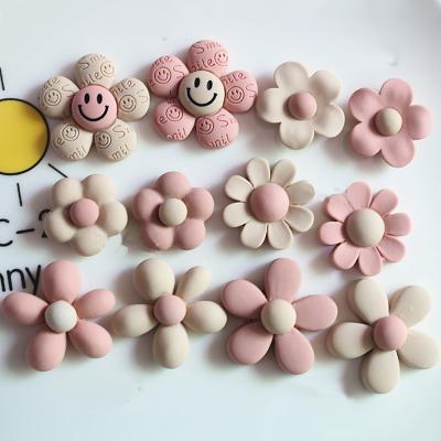 China Europe Kawaii Resin Powder Coffee Color Flower Cabochons Flat Back Crafts Diy Charms Jewelry Making for sale