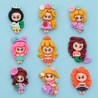 China Colorful Europe Resin Mermaid Flat Back Cabochon Diy Princess Cell Phone Case Accessories for sale