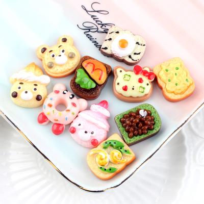 China Wholesale Food Resin Donut Bread Cake Europe Bear Diy Resin Flat Back Cabochons for sale