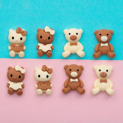 China Europe Milk Tea Color Resin Bear Accessories Kt Cat Flat Back Resin Bamboo Craft For Diy Decoration Handmade for sale