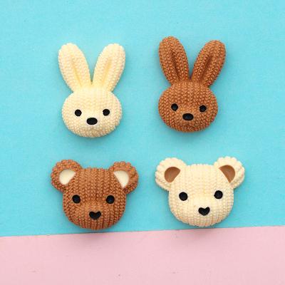 China Cute Europe Cartoon Bear Rabbit Resin Decoration Open Cabochon Scrapbook Flat Back Hair Cuts Diy Embellishments Accessories for sale