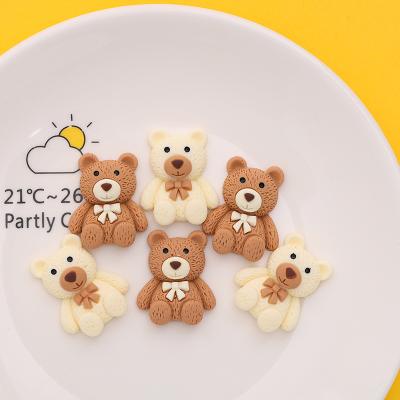 China Cute Link Bear Coffee Color Europe Cartoon Milk Bear Flat Back Resin Ornaments Accessories For Diy Cell Phone Case for sale