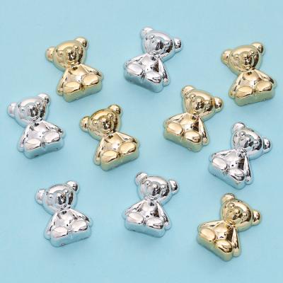 China Europe Novelty Resin Cartoon Plated Golden Silver Bear Flatback Cabochon For Scrapbooking Decoration Crafts Diy Accessories for sale