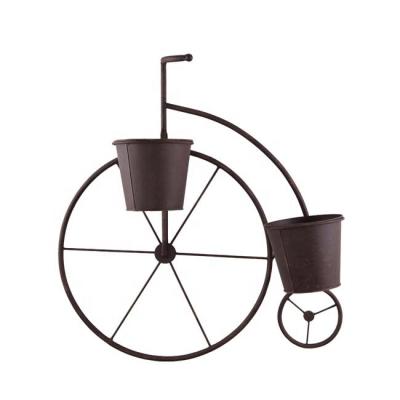 China Modern Bicycle Design Metal Wire Hanging Wall Planter with Two Pots Indoor/Outdoor Unique Home Decor for sale