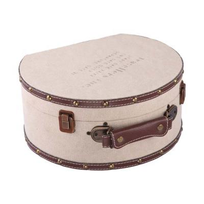 China Decorative Design Vintage Round Suitcase For Travel And Jewelry for sale