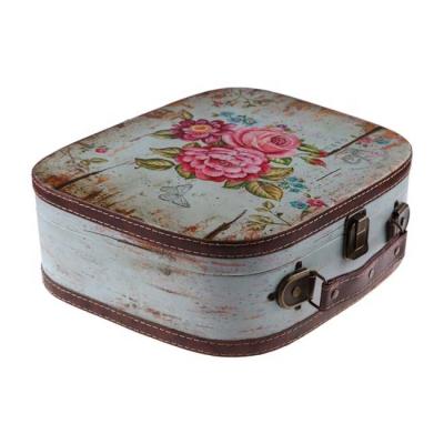 China Gifts Treasure Chest Wooden Box, Storage Decorative Wooden Trunk for Jewelry Keepsake Toy Playset, Printed Flower for sale