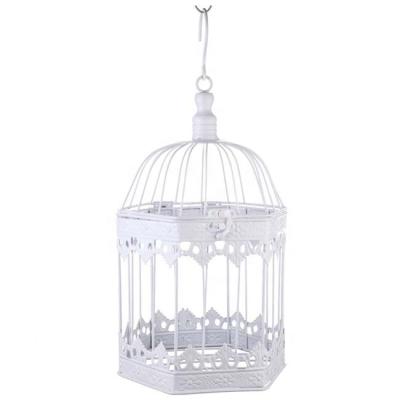 China Minimalist White Metal Wedding Birdcage Card Holder Wedding Reception Perfect Piece for sale