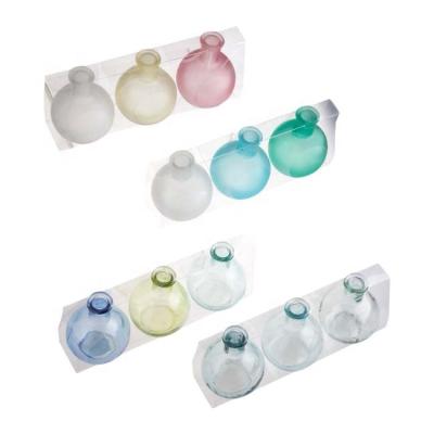 China Home Beautiful Design 3 Glass Flower Vase Eco-friendly Set Small Unique Decorative Glass Vase Cheap Clear Fog For Wedding Party for sale