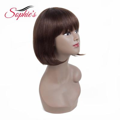 China Bob Wig Machine Made Wigs Bob Wig With Neat Bang 10 Inch Brazilian Hair Straight for sale