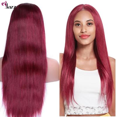 China Straight Body Wave 1B 99j Lace Closure Wig, 99j Burgundy Red Color Customized 100% Virgin Human Hair Lace Front Wig for sale