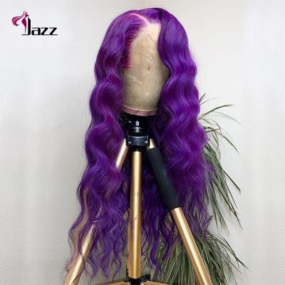 China Body Wave Pre Plucked Light Purple Hair 13x4 Lace Front Wigs , 4x4 5x5 HD Lace Up Purple Hair Lace Closure Wigs for sale