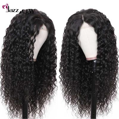 China 100% Human Hair Glueless Glueless Lace Front Wigs 9a Curly Real Hair Colou Hair Water Wave Wavy Lace Closure Wig #4 With Headband for sale