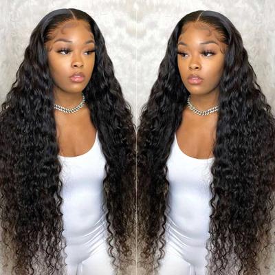 China Brazilian Human Hair Deep Wave HD Lace Front Wigs Pre Plucked Transparent 360 Full Lace Band Wigs For Color Women for sale