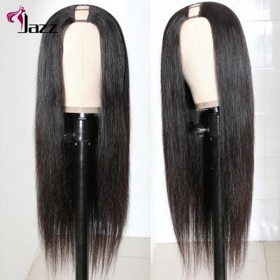 China High Density Afro 250% Straight Natural Color180% 210% Cuticle Aligned Indian Bone Long Hair Straight U Part Wig For Black Women for sale