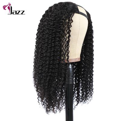 China Afro Brazilian Kinky Curly Hair Cuticle Aligned Hair 210% High Density 200% Best Quality Long No Lace Kinky Curly U Part Wig for sale