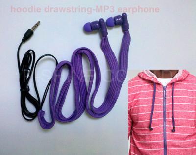 China Sportwear washable headphone waterproof hoodie garment drawstrings MP3 earphone for sale