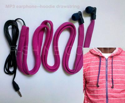 China NEW washable headphone for hoodie garment drawstrings waterproof MP3 earphone for sale