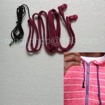 China hoodie earphone factory washable earphone drawstring headphone for hood jacket for sale