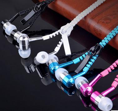 China 2017 best sellers metal earphone mobile-phone headphone zipper earphone fashion gloden headphone for sale