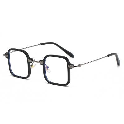 China Newest Personalized Transparent Blue Square Square Small Frame Fashionable Eye Glasses Retro Anti Light TR90 Glasses For Men And Women for sale