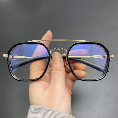 China Trendy KrO Fashion Beam Eye Beam Custom Logo Retro Double Heart Sight Large Anti Blue Light Frame TR90 Glasses For Computer Game for sale