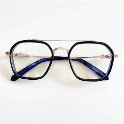 China Wholesale Fashionable Fashionista Double Eye Bridge Glasses Frame Men And Women Anti Blue Light Glasses for sale